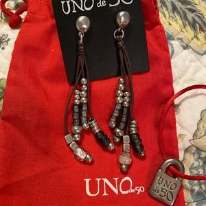 Uno de 50 beaded dangle statement earrings NWT!